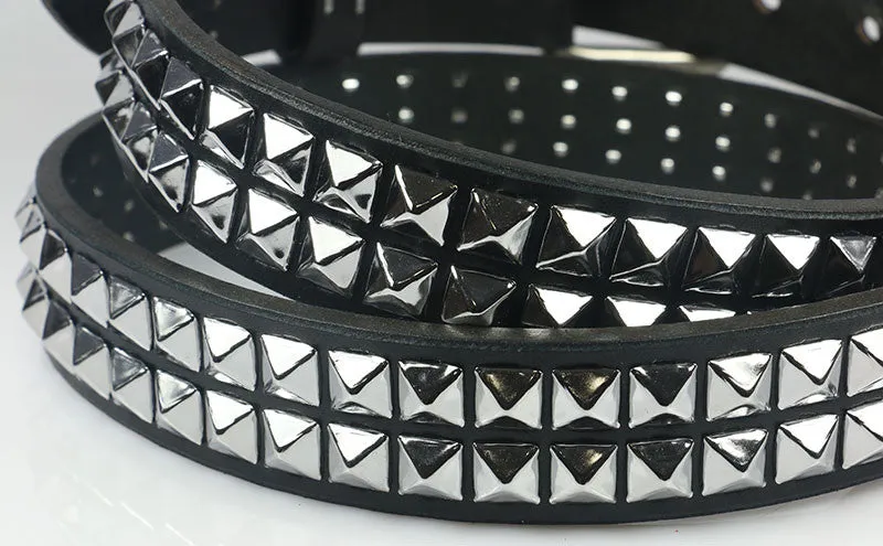 2 Row Pyramid Studded Leather Belt