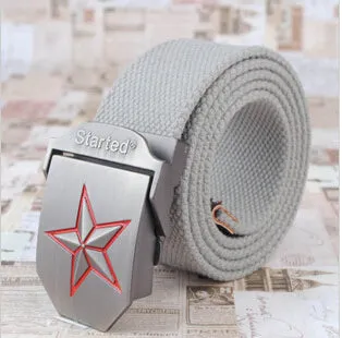 3D Red Star Buckle Strong Canvas Belt