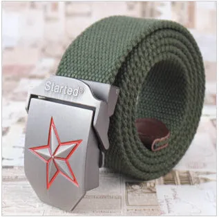 3D Red Star Buckle Strong Canvas Belt