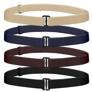 4 Pieces Women Stretch Belt Invisible No Show Waist Belt with Flat Buckle