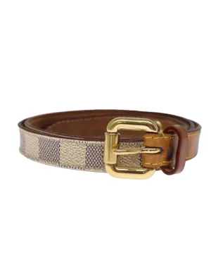 Authentic Damier Azur Canvas Belt with LV Logo Buckle