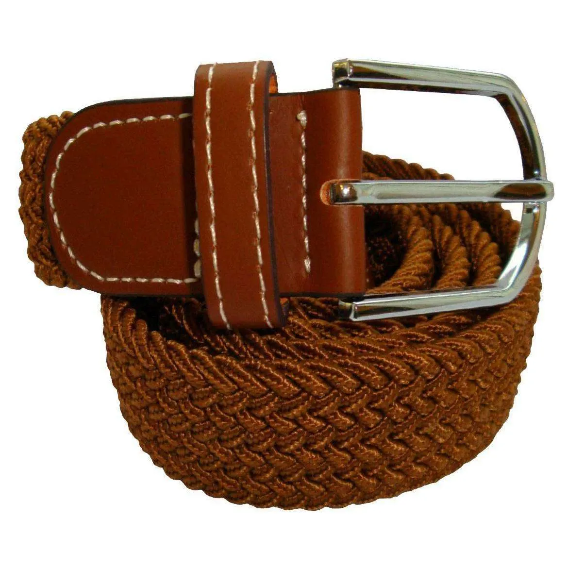 Bassin and Brown Plain Woven Belt - Bronze