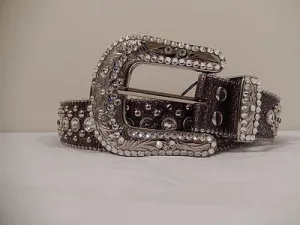 b.b. Simon Silver Studded Crystal Belt