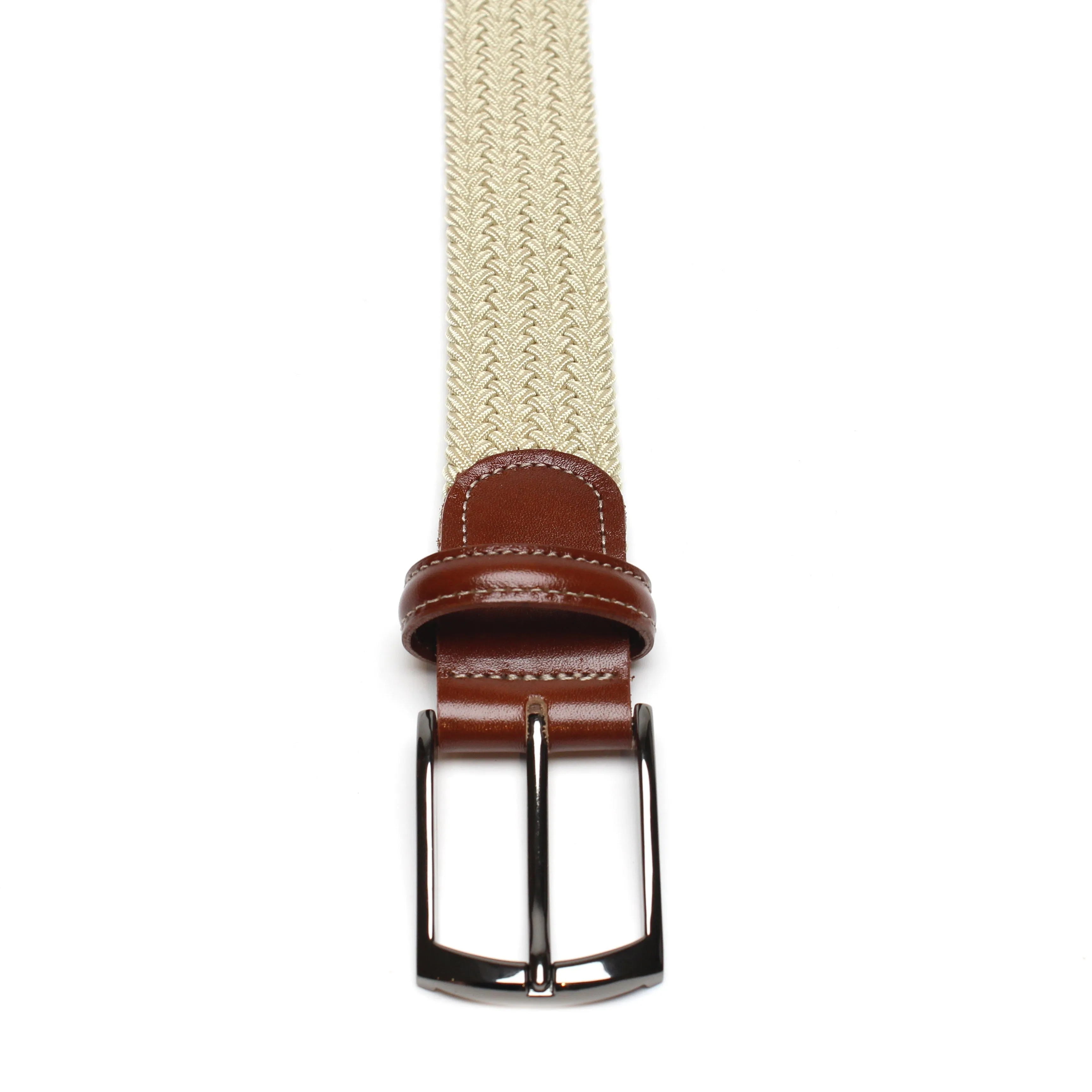 Beige - Woven Stretch Belt