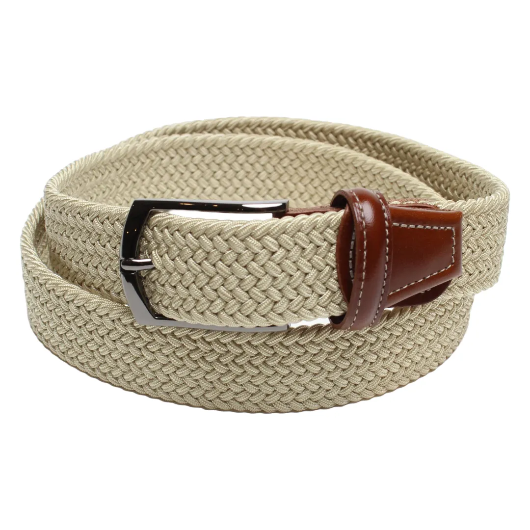 Beige - Woven Stretch Belt