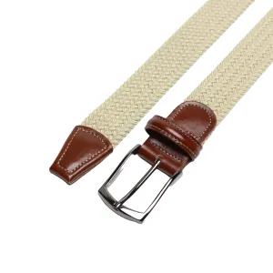 Beige - Woven Stretch Belt