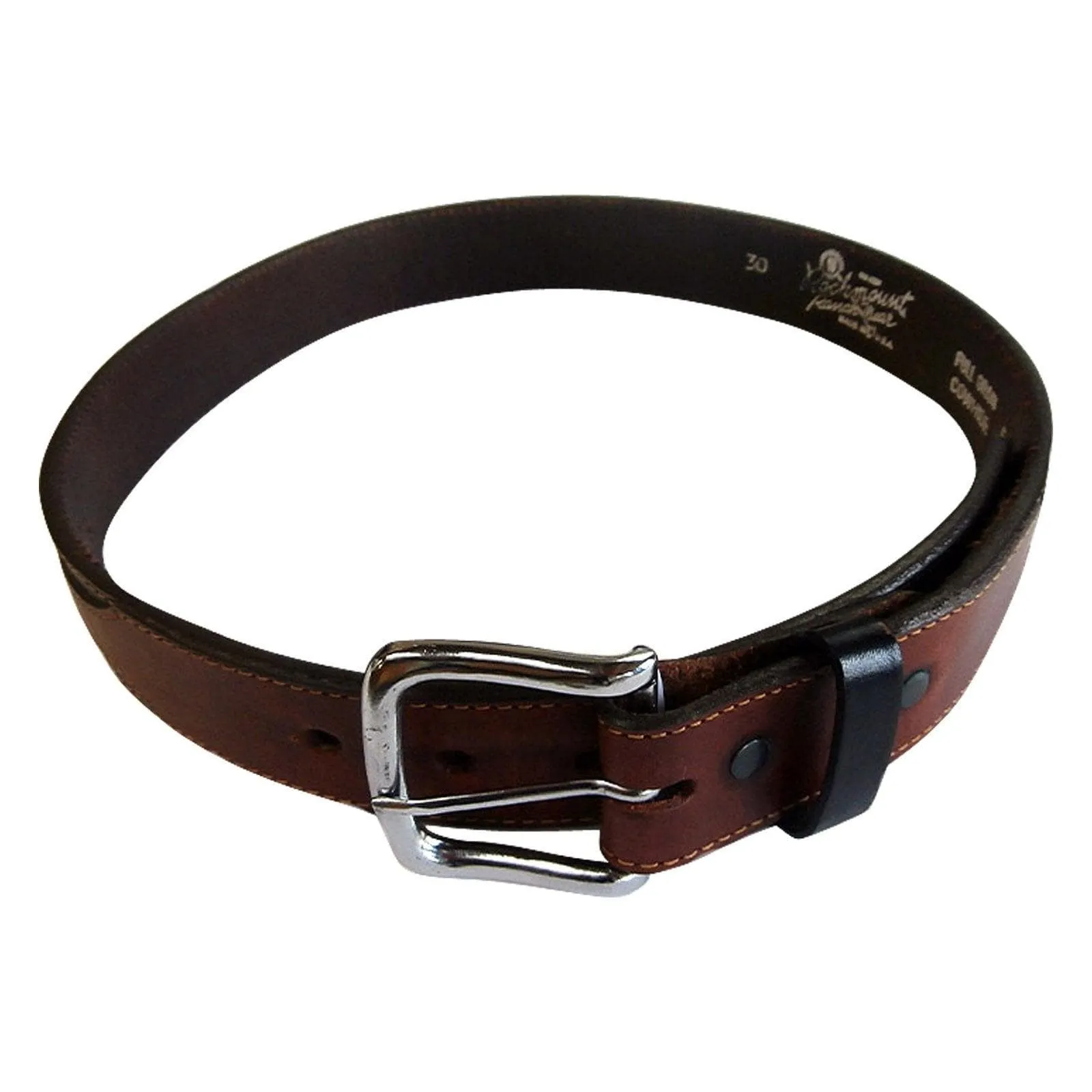 Brown Genuine Leather Western Belt with Black Billets