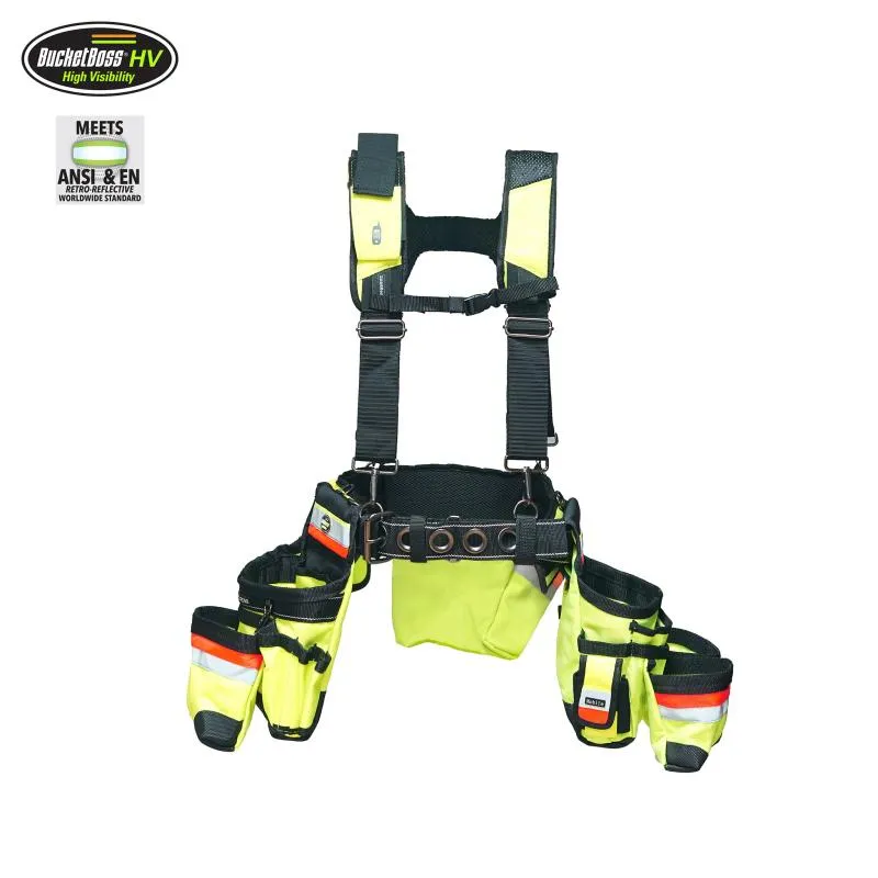 Bucket Boss 55185-HVOY HI-VIS Framer's Tool Belt with Suspenders.