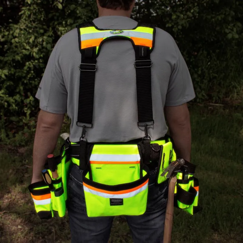 Bucket Boss 55185-HVOY HI-VIS Framer's Tool Belt with Suspenders.