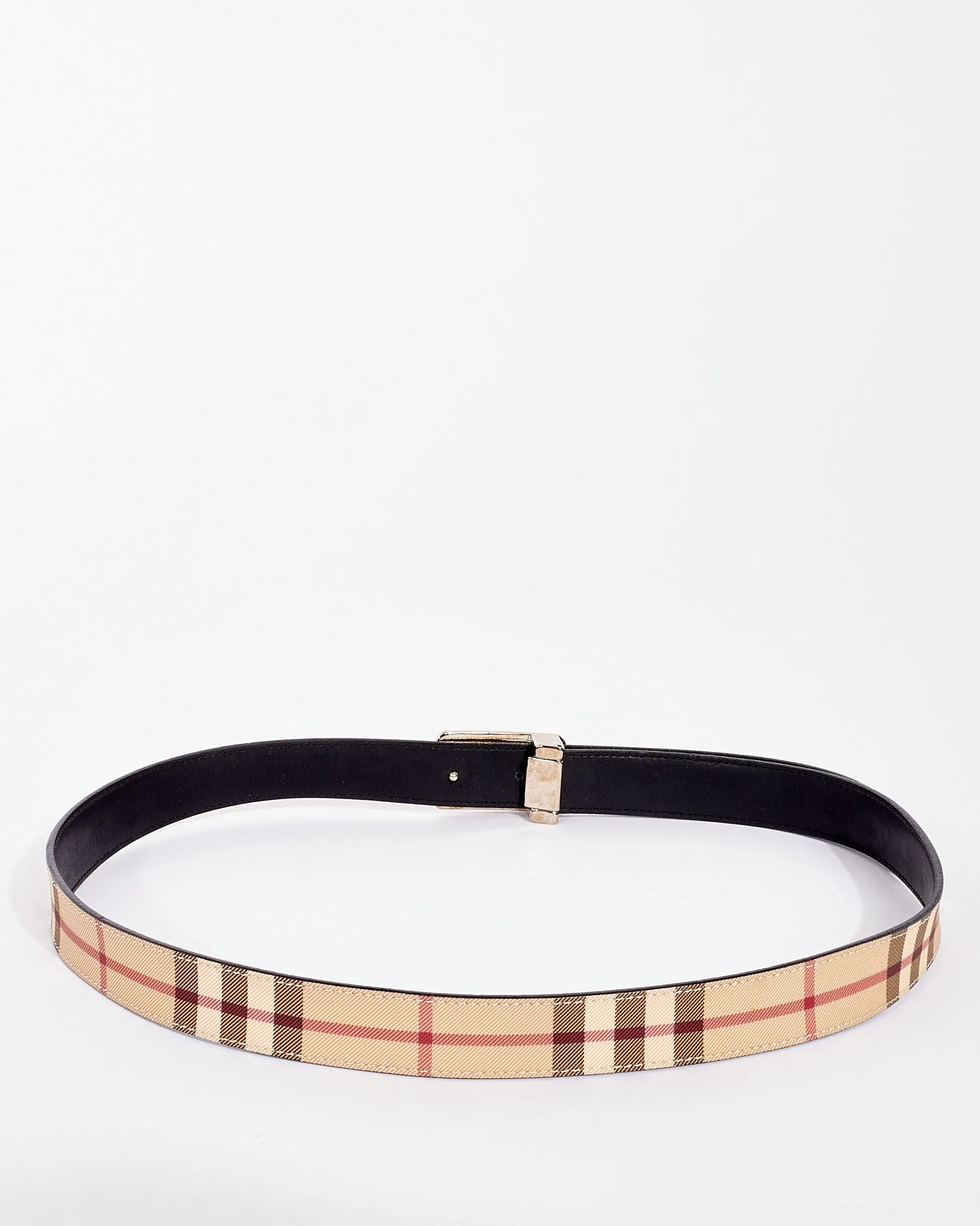 Burberry Beige Canvas Check Print Belt 40/100