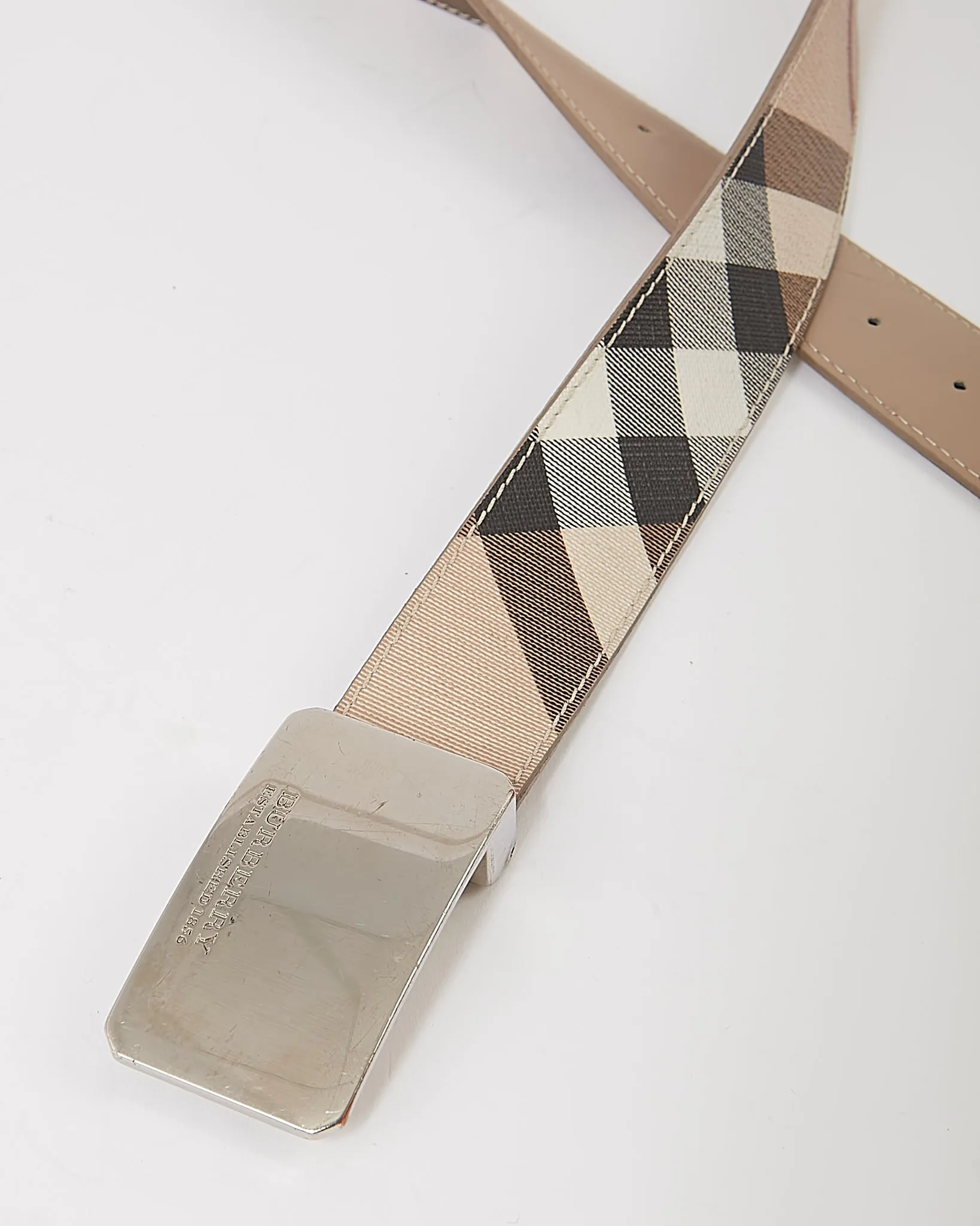 Burberry Beige Nova Check Canvas Belt - 40/100