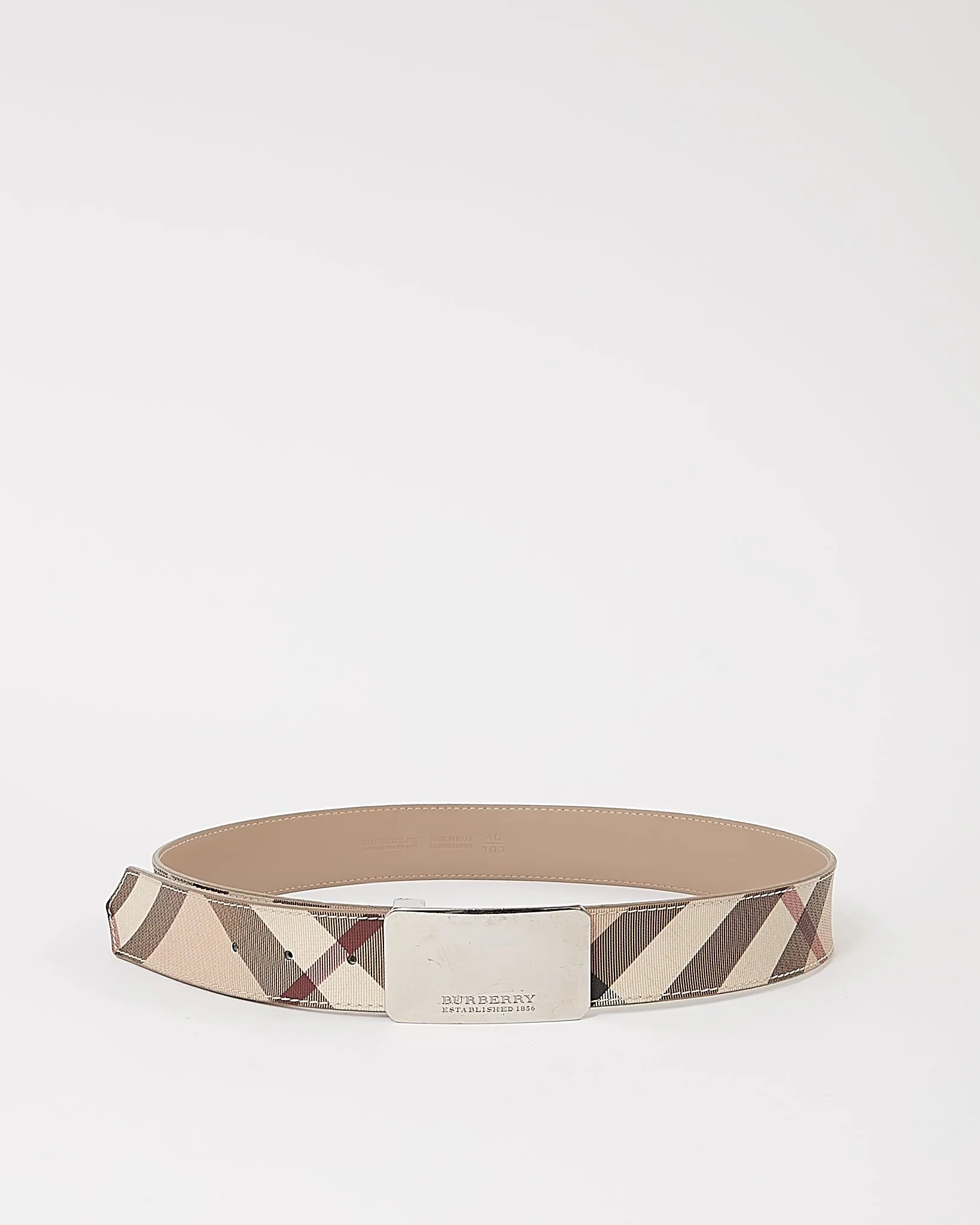 Burberry Beige Nova Check Canvas Belt - 40/100