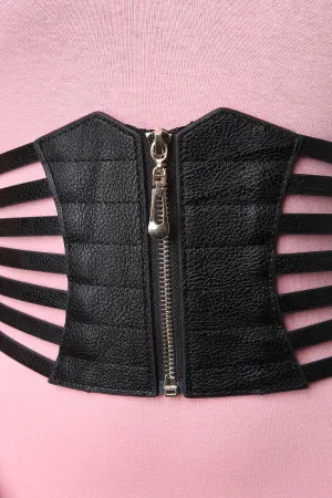 Corset Strapped Cage Zip Up Waist Belt