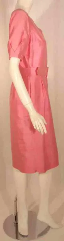 COURREGES Pink Silk Dress with Belt Size 38