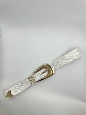 Dallas Woven White Buckle Belt