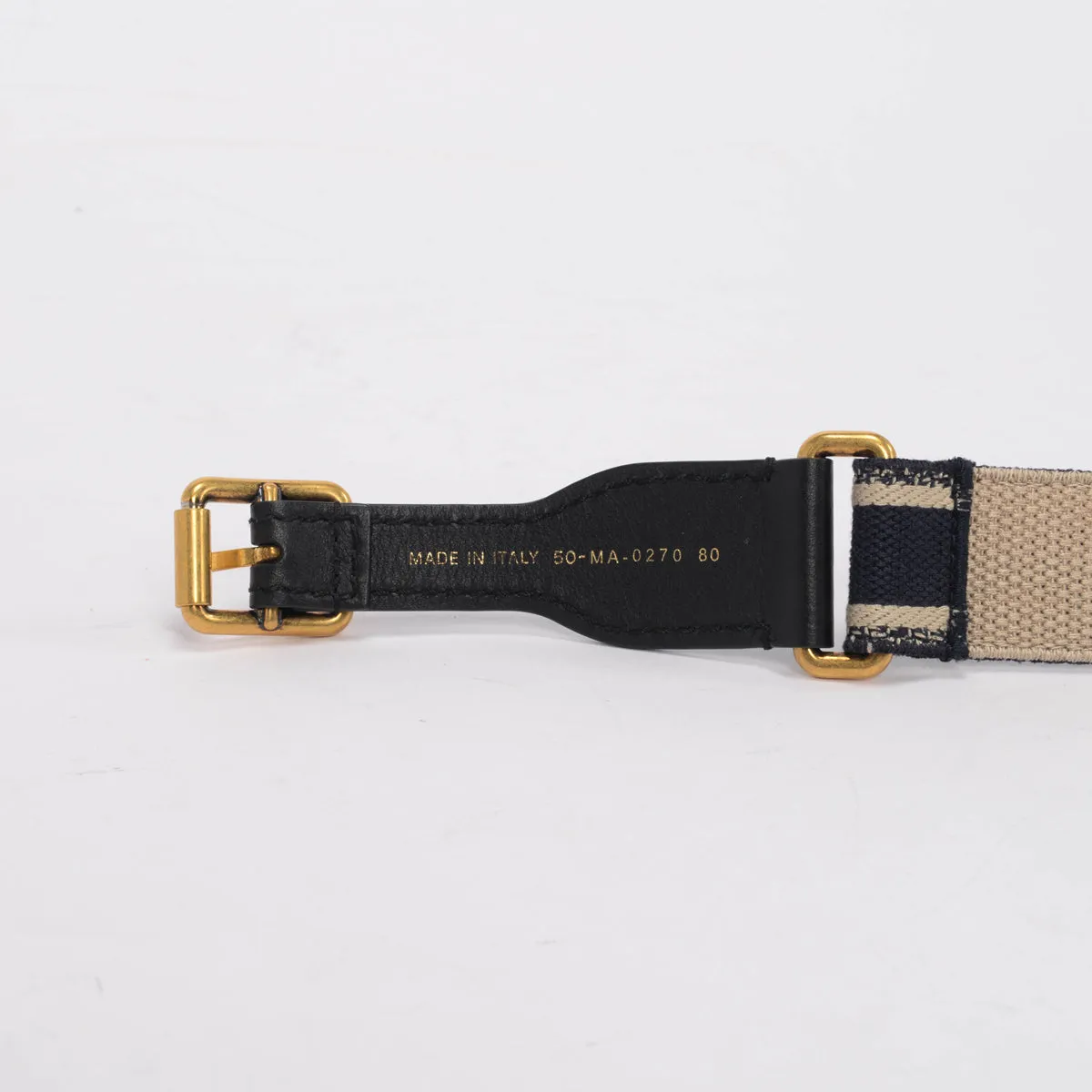 Dior Blue Embroidered Canvas Logo Belt