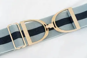 ELLANY - Sage Stripes - 2" Gold Stirrup Elastic Belt