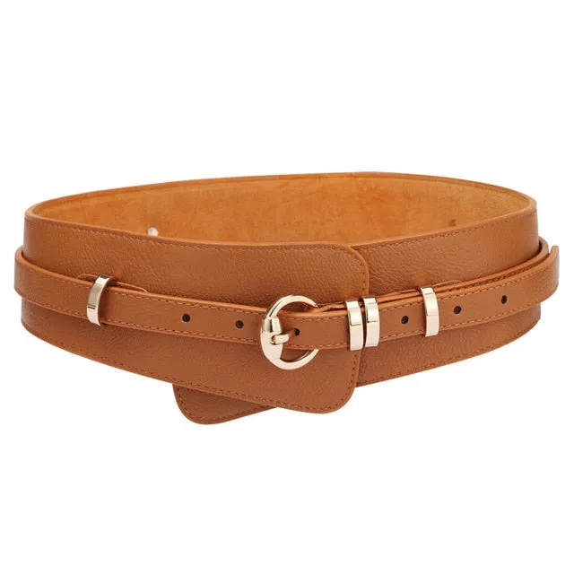 Fashion PU Leather Wide Waist Dress Belt