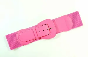 Faux Leather Stretch Belt in Bright Pink