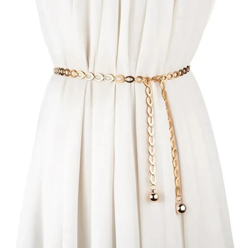 Hollow Out Fashion Waist Chain Belt with Metal Ball Charm