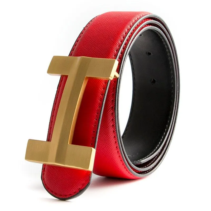 Luxury Solid Brass H Buckle Leather Belt