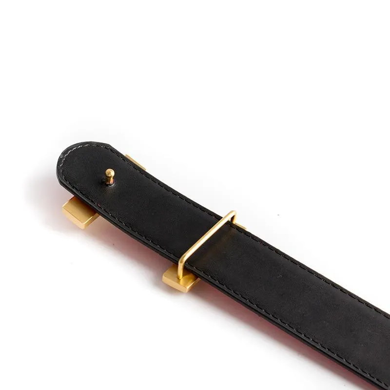 Luxury Solid Brass H Buckle Leather Belt