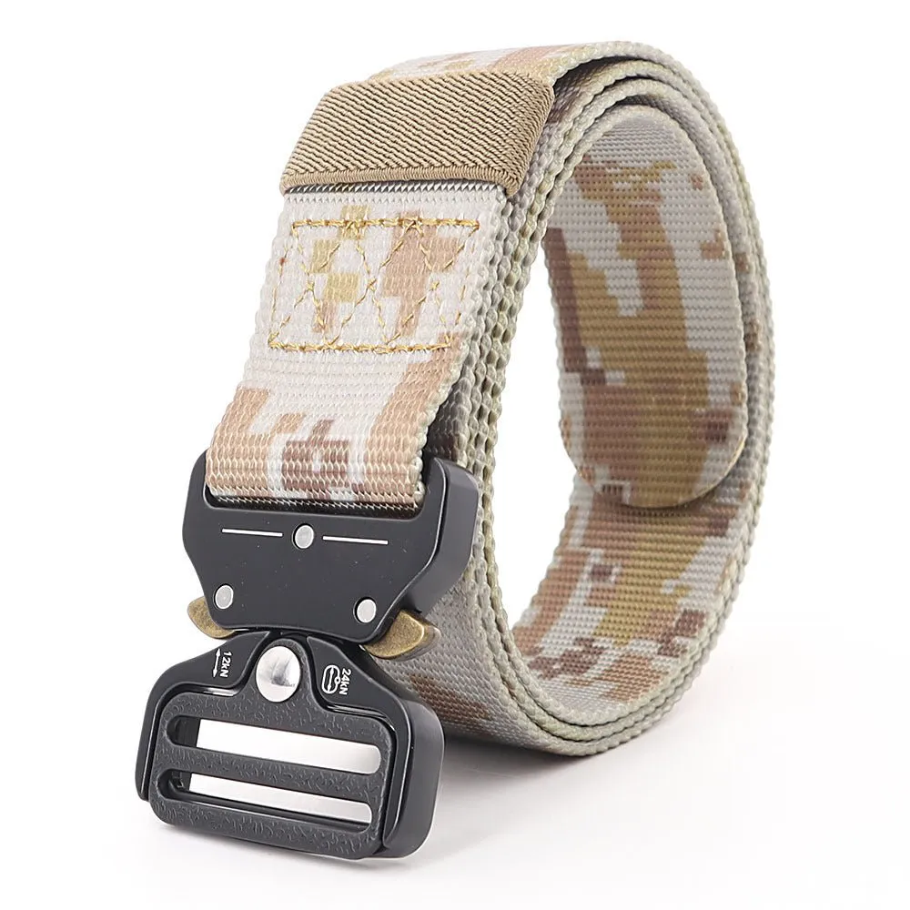 Manufacturers wholesale outdoor belts men to customize logo eye snake buckle imitation nylon canvas tactical belt