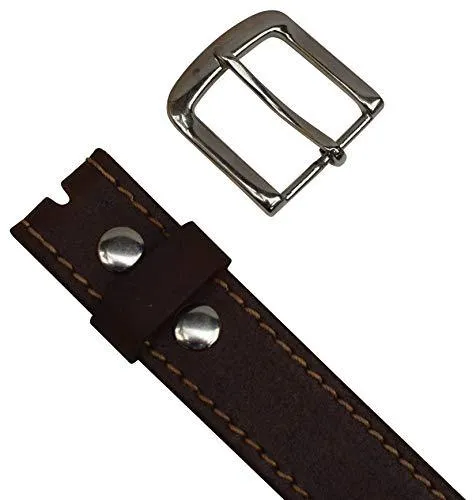 Men's Light Brown Full Grain Genuine Leather Classic Dress Belt with Removable Buckle LSL1801