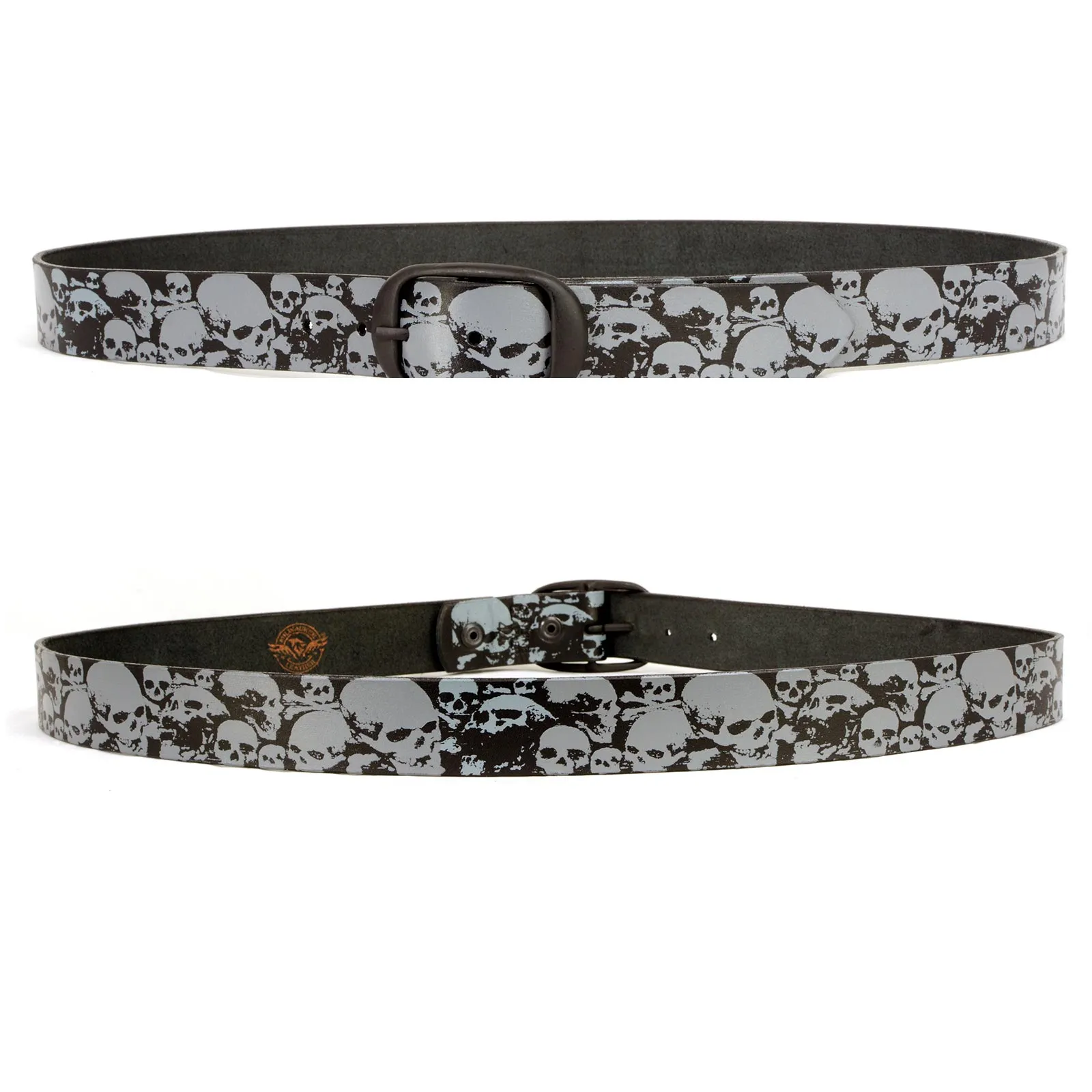 Milwaukee Leather MP7106 Men's Grey Skull Heads Black Genuine Leather