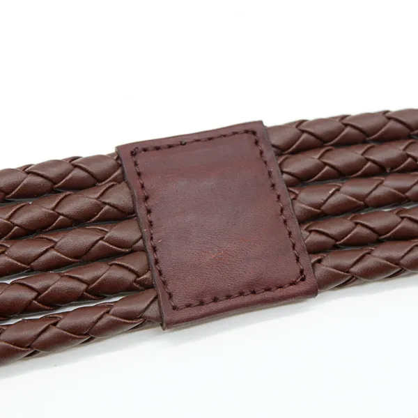 MISCHA - Women's Dark Brown Plaited Genuine Leather Belt