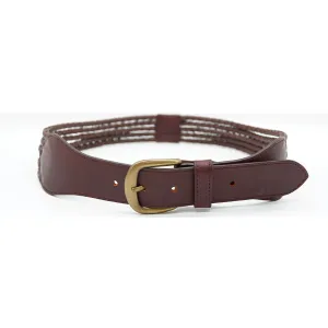 MISCHA - Women's Dark Brown Plaited Genuine Leather Belt