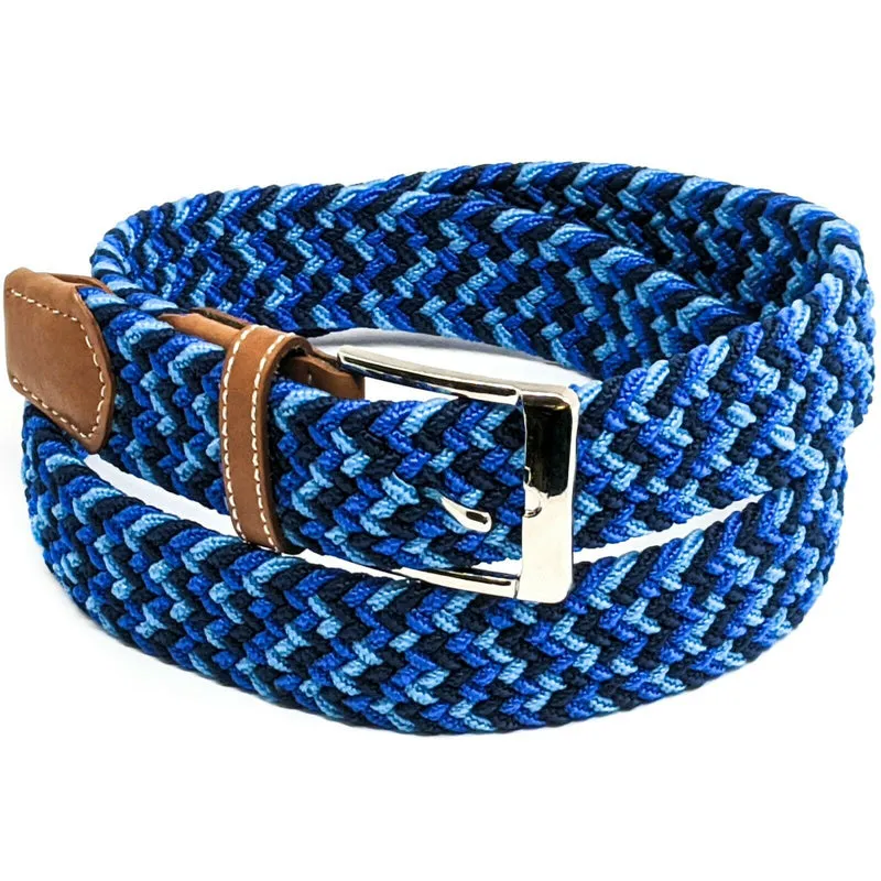 MROYALE™ Braided Canvas Belt | Elastic Stretch, Woven Fabric Men's Belt w/ Metal Buckle