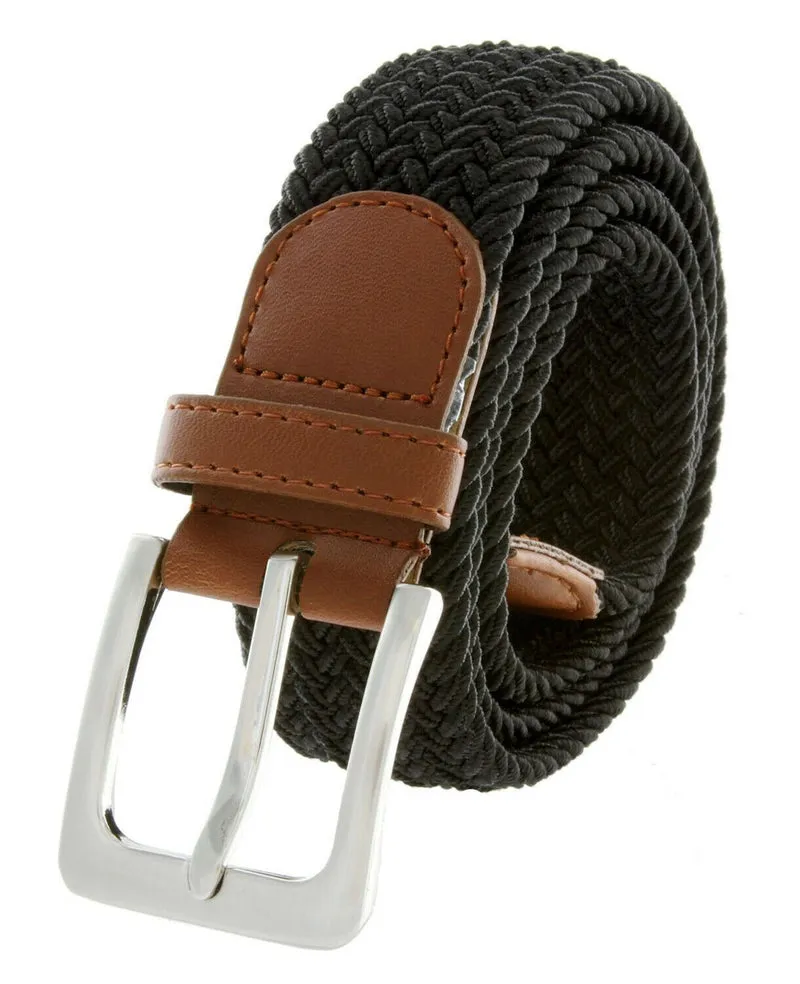 MROYALE™ Braided Canvas Belt | Elastic Stretch, Woven Fabric Men's Belt w/ Metal Buckle