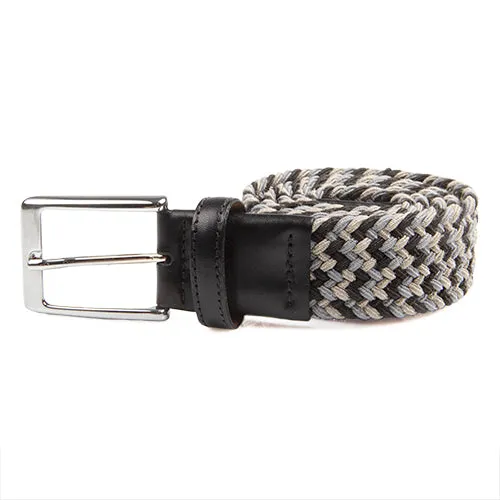 Multi Black, Grey and Silver - Woven Stretch Belt