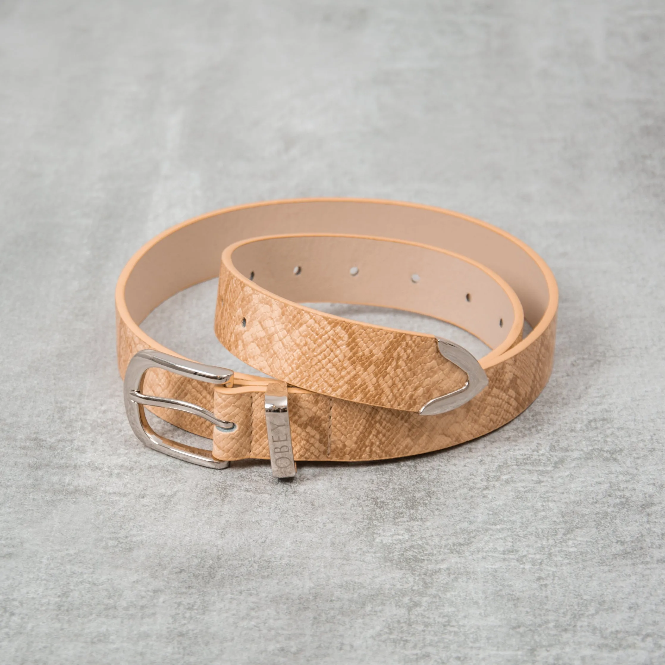 Obey Snake Dress Belt - Tan