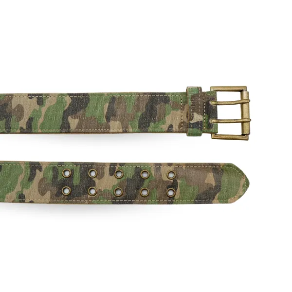 PARKER - Unisex Mens Womens Khaki Canvas & Leather Military Camouflage Belt