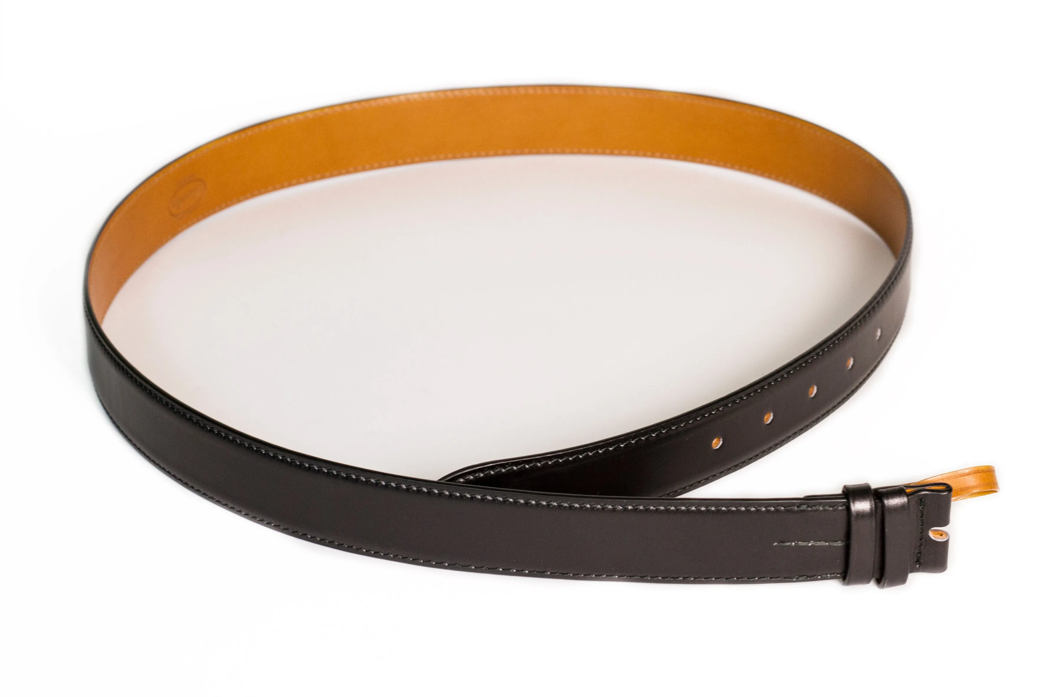 Smooth Calf Leather Belt -  Black