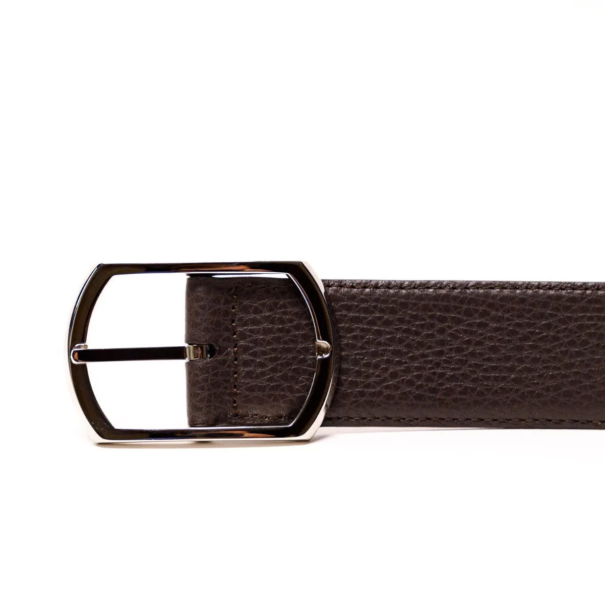 Sovereign Grade Medium Brown/Dark Brown Grained Calfskin Reversible Belt