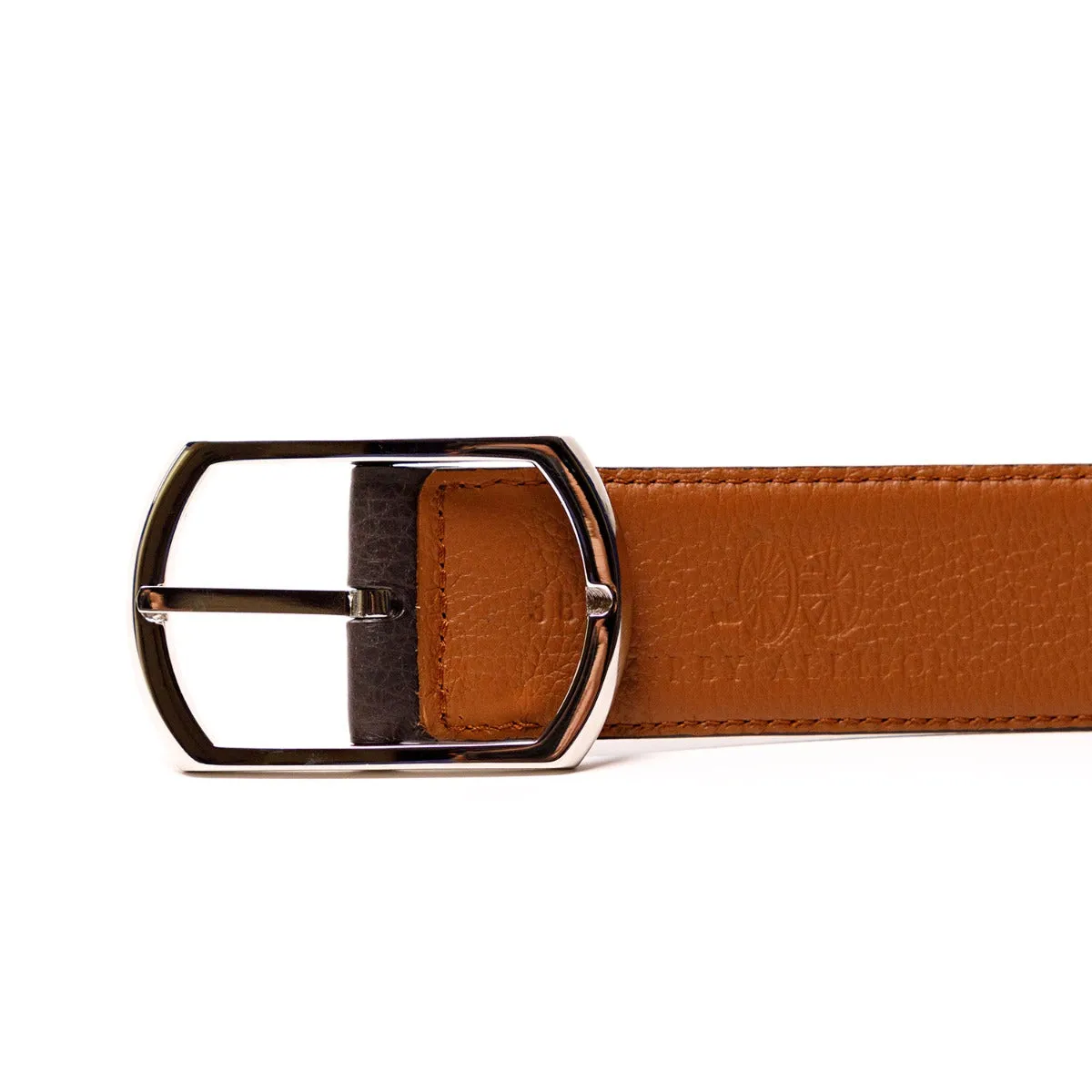 Sovereign Grade Medium Brown/Dark Brown Grained Calfskin Reversible Belt