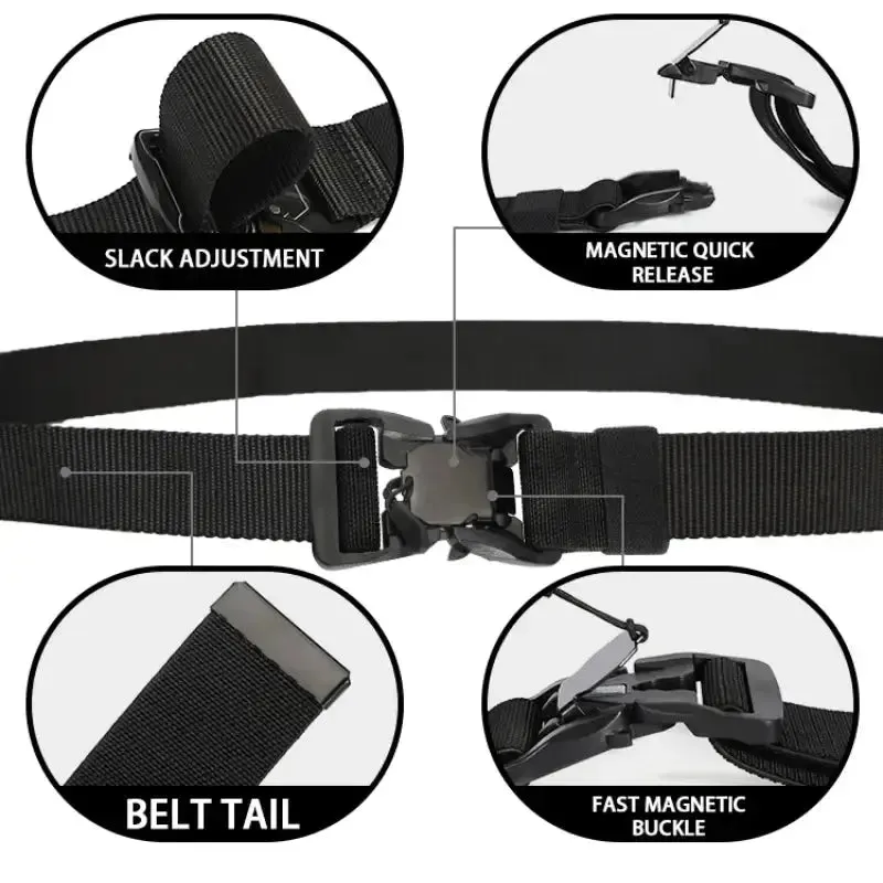 Tactical Belt Magnetic Buckle Quick Release Elastic Belt Casual Nylon Tooling Training Belt Men's Trousers Belt