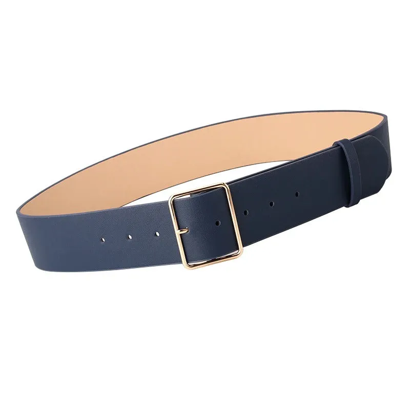 Wide High-Fashion Vegan Leather Square Buckle Vintage Waist Belts