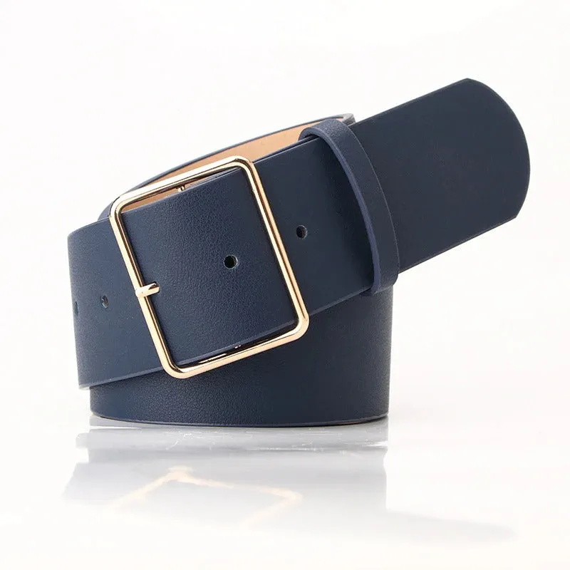 Wide High-Fashion Vegan Leather Square Buckle Vintage Waist Belts