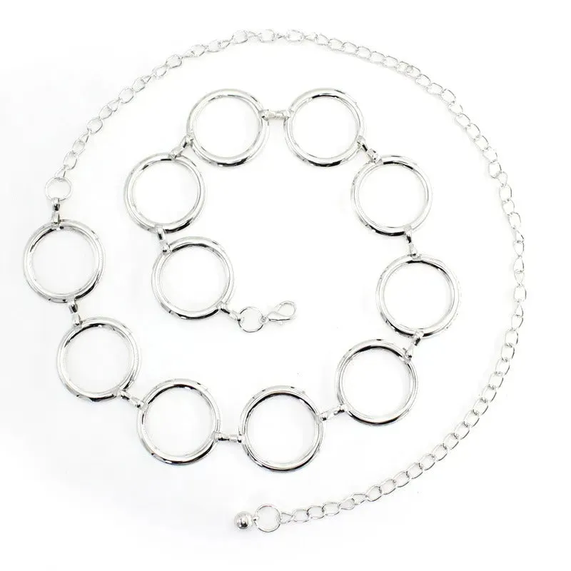 Women's Circle Metal Waist Chain Belt for Dress