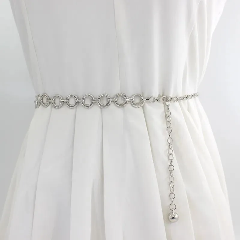 Women's Circle Metal Waist Chain Belt for Dress