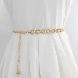 Women's Circle Metal Waist Chain Belt for Dress