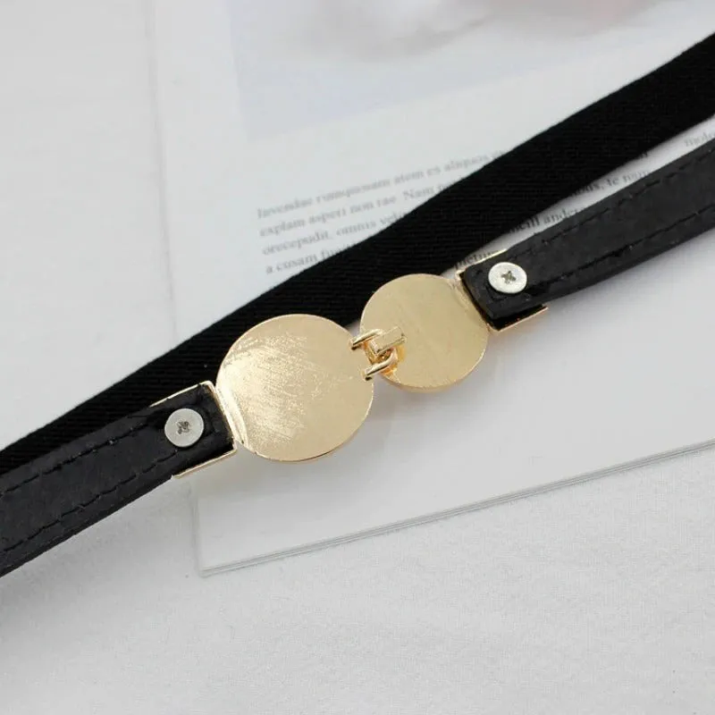 Women's Elastic and Thin Pearl Buckle Dress Belts